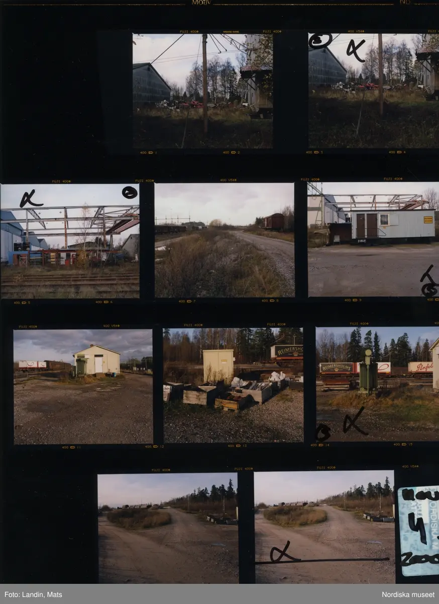 Hallsberg,  industrispår, industri, år 1999-2000. Järnväg, Lagerhus silo ritad av Gunnar Asplund.
