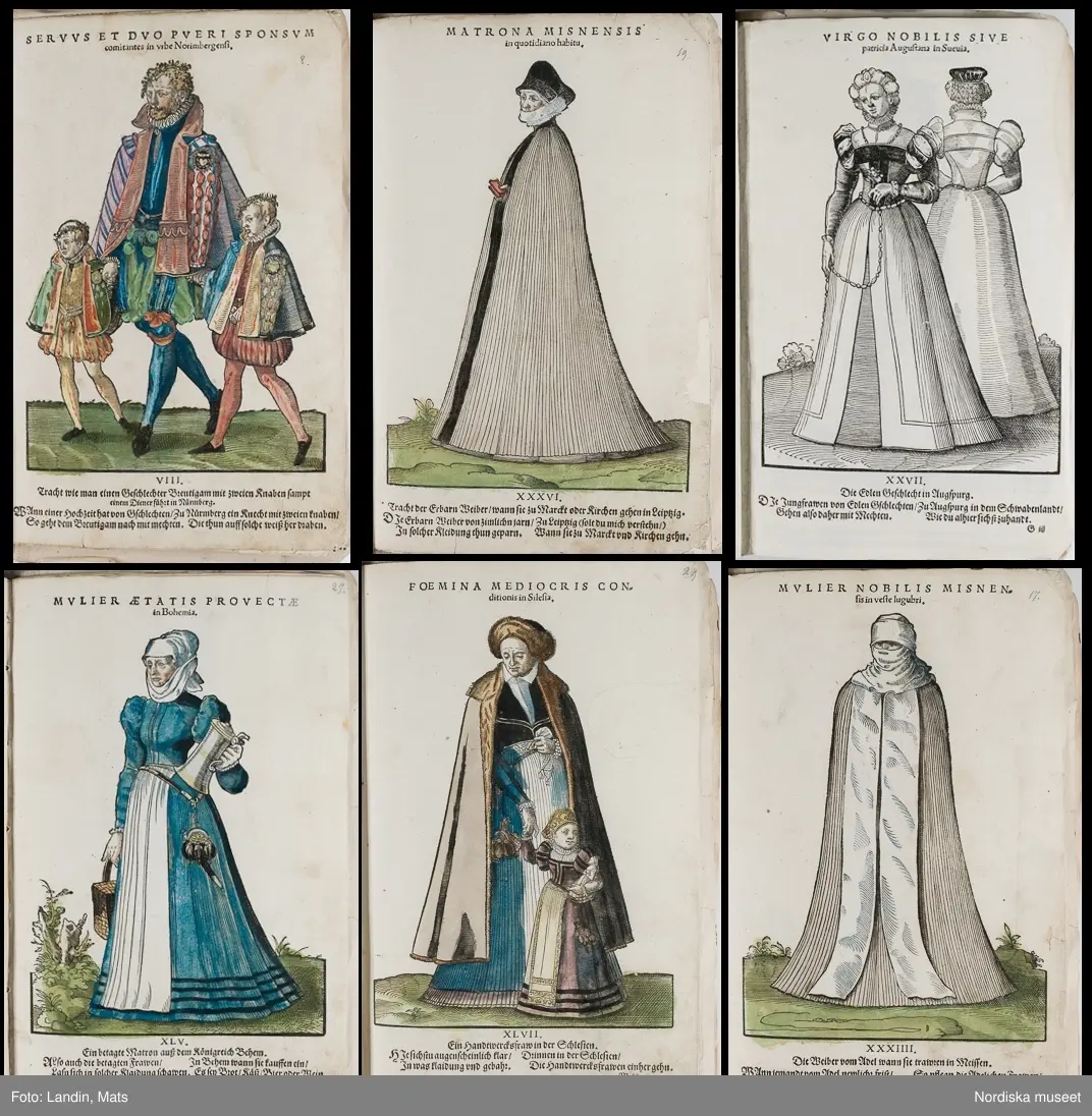 Bilder av och ur boken Trachtenbuch av Hans Weigel, tryckt 1577 i Nürnberg. Original i Nordiska museets bibliotek.

Habitvs Præcipvorvm Popvlorvm, Tam Virorvm Qvam fœminarum Singulari arte depicti.
Dräkt, dräktskick bilder från Europa, Afrika, Orienten och nya Amerika.