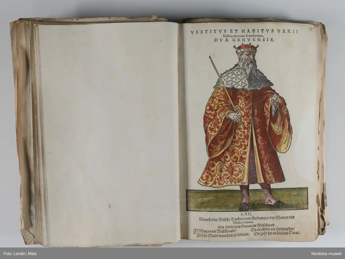 Bilder av och ur boken Trachtenbuch av Hans Weigel, tryckt 1577 i Nürnberg. Original i Nordiska museets bibliotek.

Habitvs Præcipvorvm Popvlorvm, Tam Virorvm Qvam fœminarum Singulari arte depicti.
Dräkt, dräktskick bilder från Europa, Afrika, Orienten och nya Amerika.