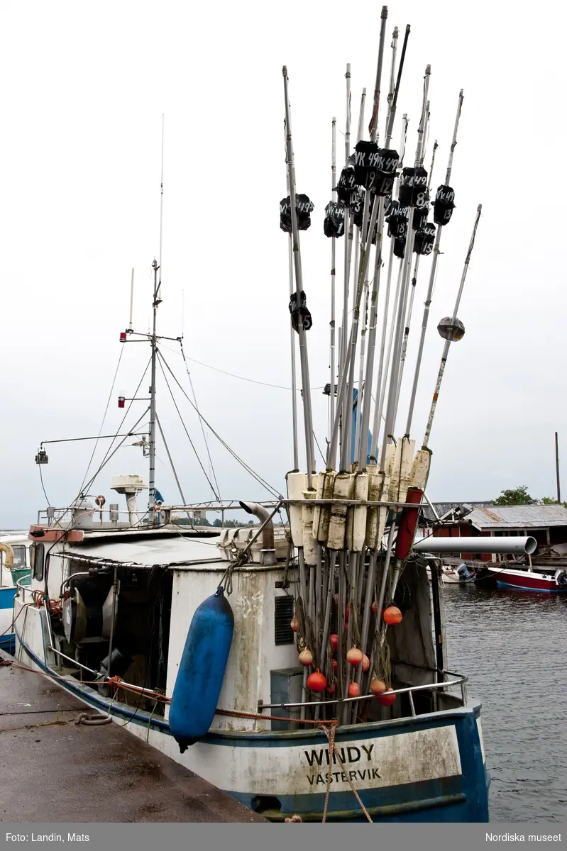 Händelöp. Västervik. Nya fiskehamnen på utsidan av ön.
Fiskebåtar, Kustfiske