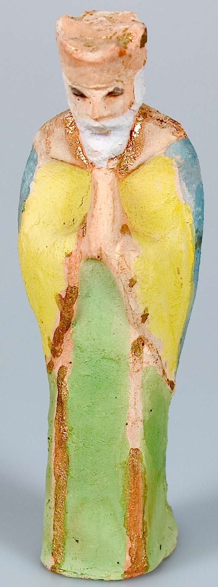 Tjugo lergodsfigurer till julkrubba. De flesta figurerna är märkta B-4252.
I gruppen ingår Maria med Jesusbarnet, Josef, tre vise män, herdar, människor med gåvor, änglar, får, en elefant och en kamel. Elefanten är till skillnad från de andra figurerna obränd. De flesta figurerna är målade. Maria med Jesusbarnet är målad i blått, rosa-lila och guld. De tre vise männen är målade i bland annat guld, grönt, blått och gult. Övriga figurer har en mer sober färgskala.
Figurerna har varierande mått. Den längste av de tre vise männen är 20,5 cm hög. De små änglarna är bara 8,5 cm höga.