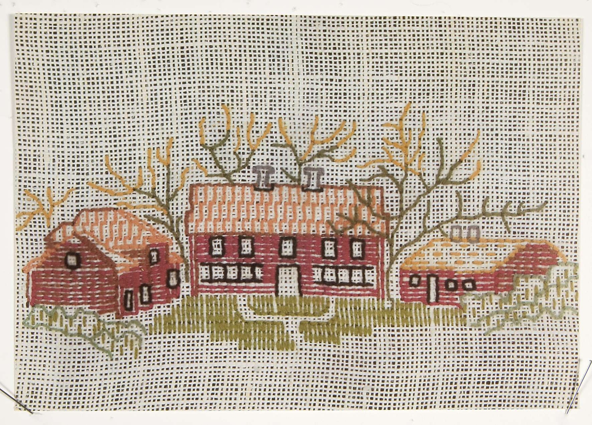 8 stycken fotograferade vykort med broderade motiv av kända byggnader i Uppsala.

Mått: Tre stycken vykort, bredd 26 cm, höjd 16,8 cm. Fem stycken vykort, bredd 21 cm, 14,6 cm.