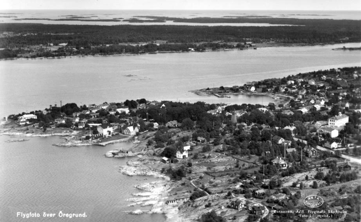 Flygfoto över Öregrund och delar av Gräsö, Uppland 1936