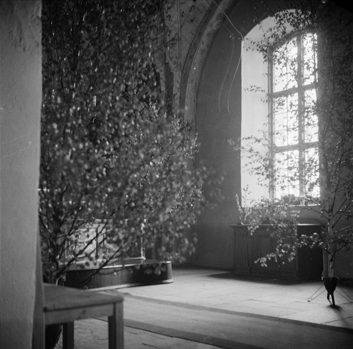 Interiör i Viksta kyrka, Viksta socken, Uppland 1937