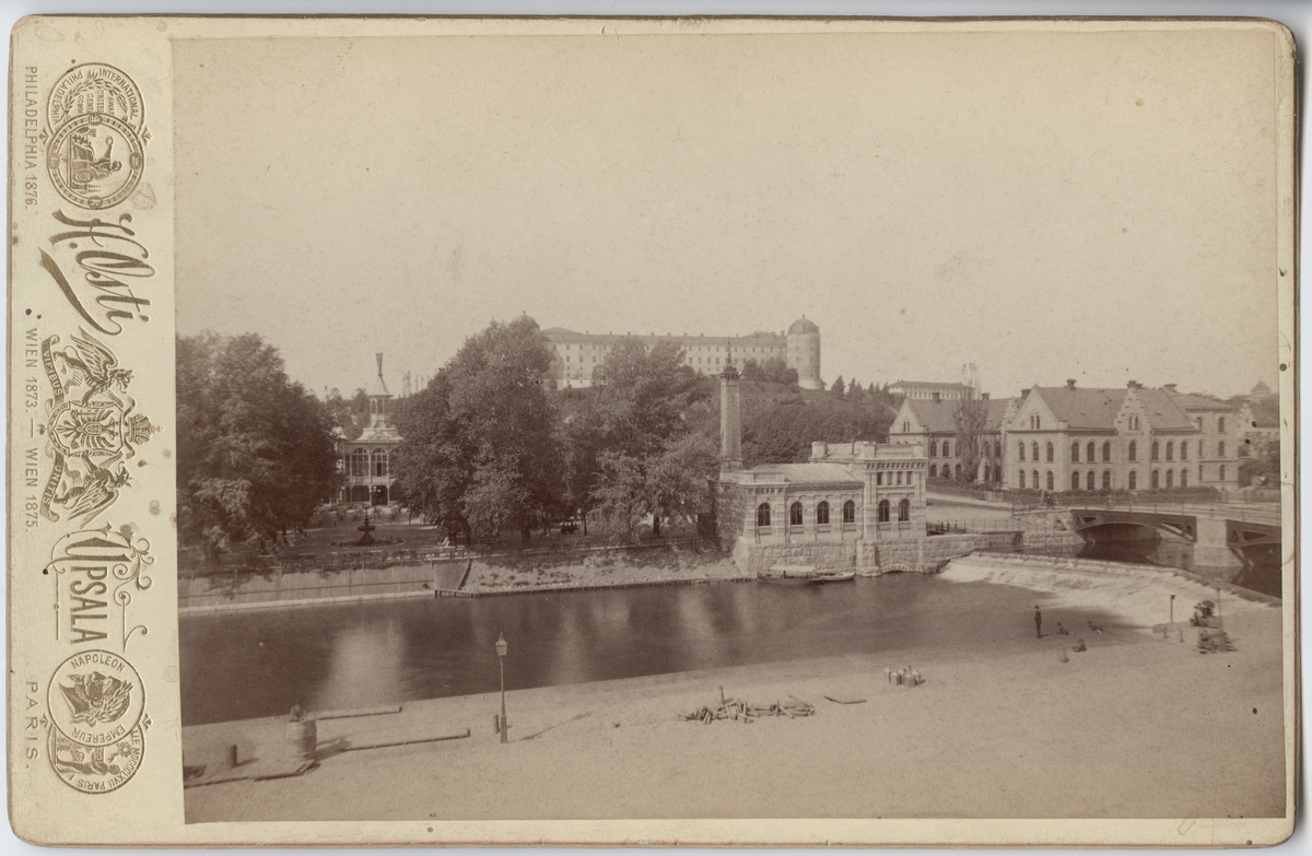 Reprofotografi - hamnen, vy från öster mot Pumphuset och restaurang Flustret, Fjärdingen, Uppsala före 1901