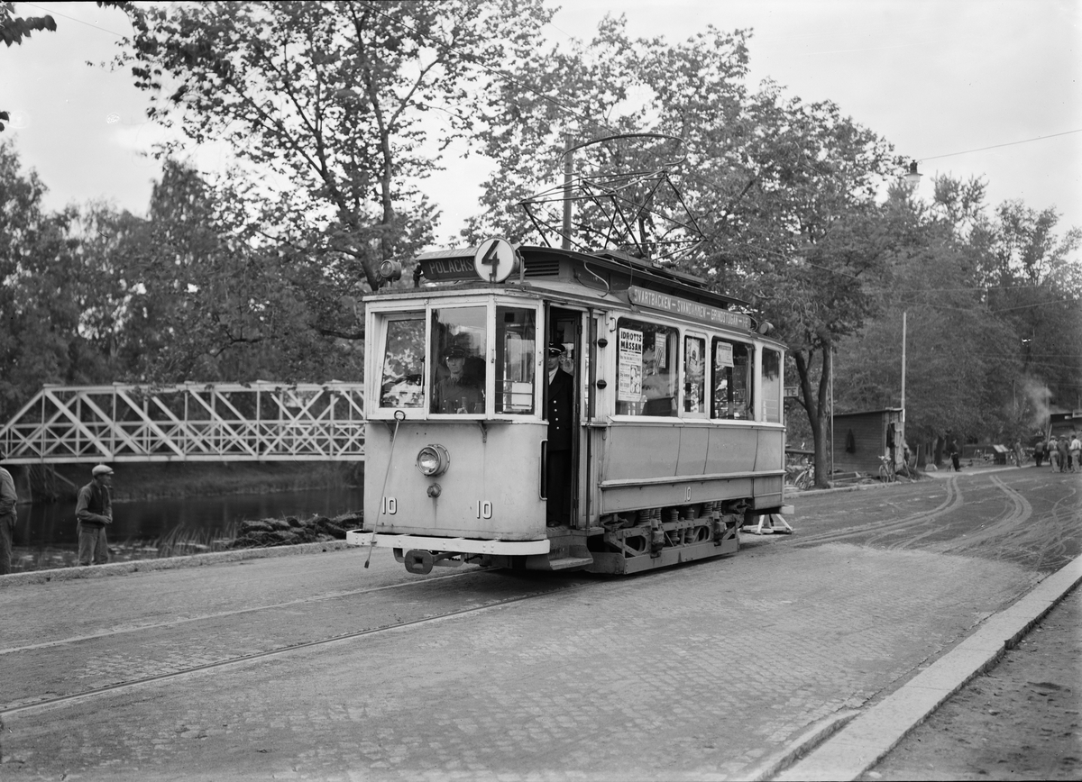 Spårvagn vid Eddaspången i Uppsala 1945