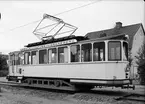 Spårvagn från Upsala Spårvägs AB vid ändhållplatsen på Norrlandsgatan, Uppsala 1935