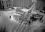 Spårvagnar på Stora Torget, Uppsala 1939