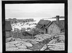 Konstverk - teckning med motiv från Fågelsundet, Hållnäs socken, Uppland, signerad 1926 av konstnären Olof Thunman