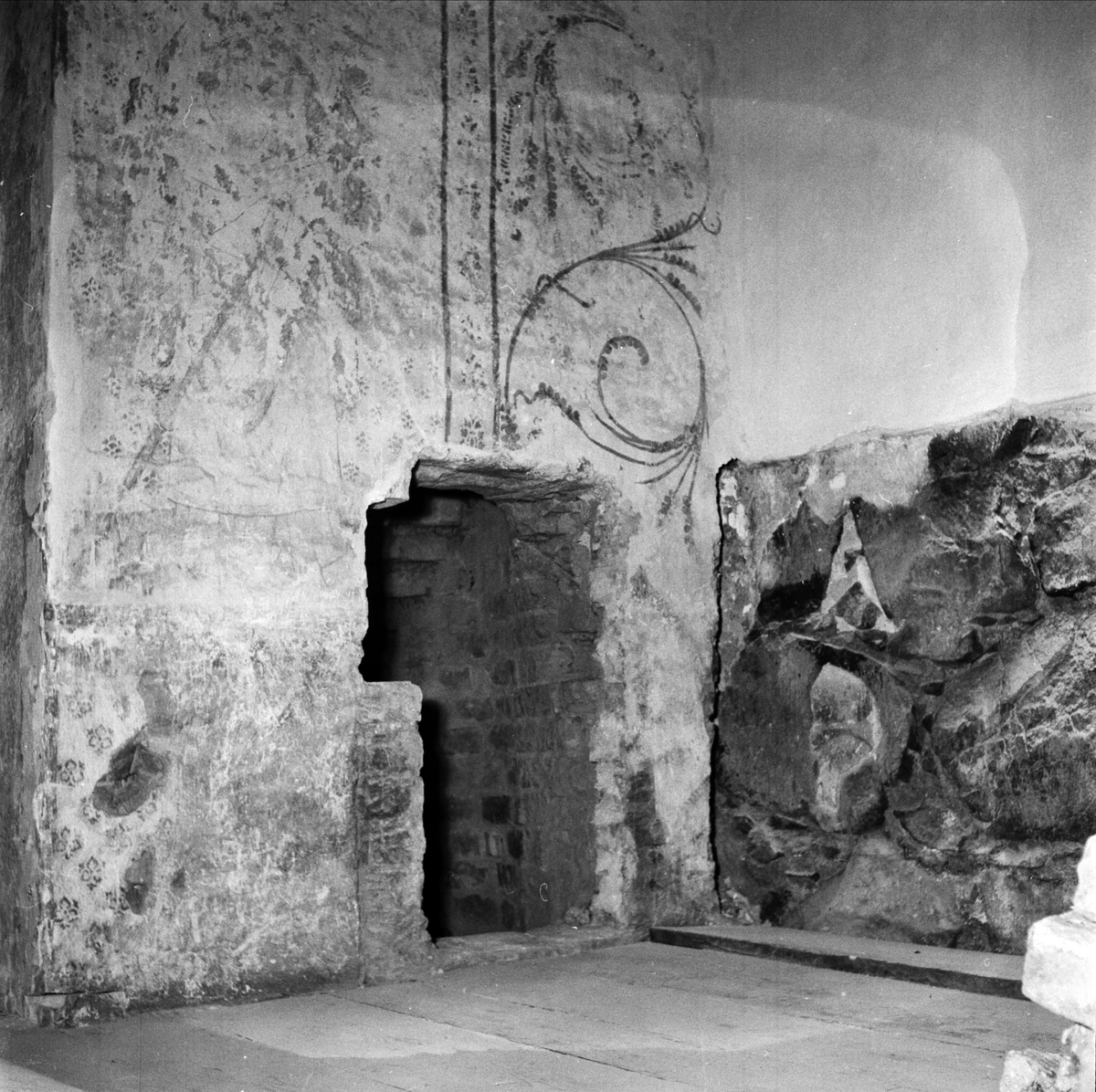 Kalkmålning i Börje kyrka, Börje socken, Uppland 1953