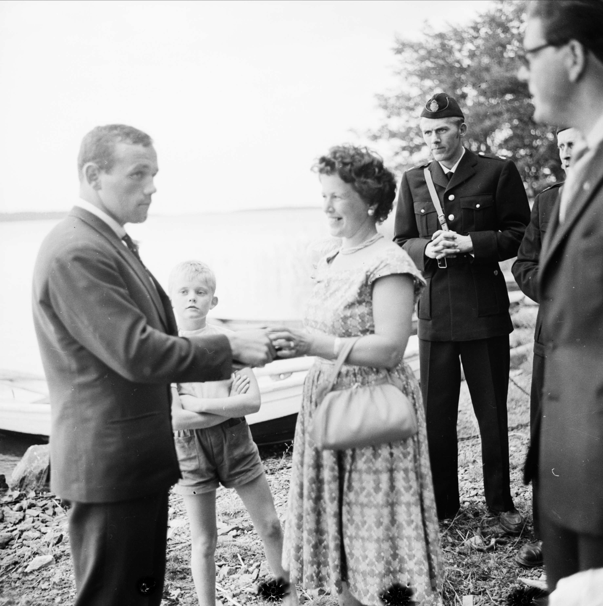 Världsmästaren Ingemar Johansson uppvaktas, sannolikt festplatsen på Krutudden