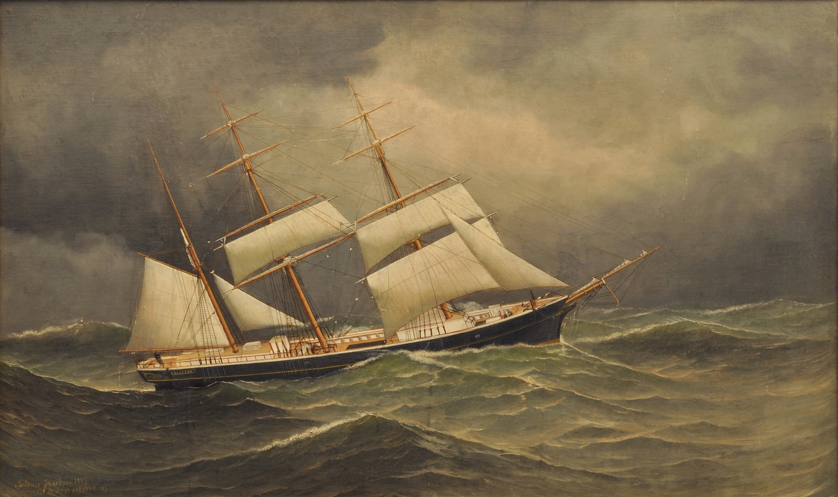 Bark 'Eliezer' Fører fokk, begge stumper, fore stagseil, mesan