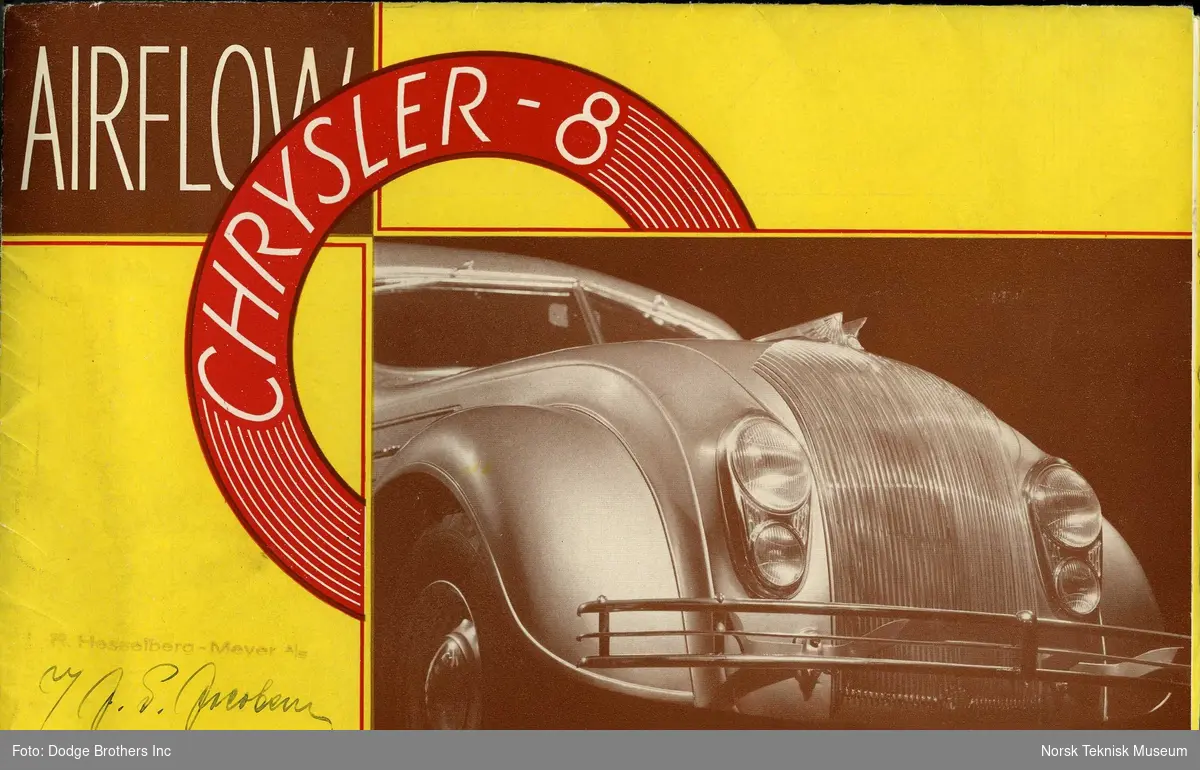 Reklamebrosjyre for Chrysler Airflow, designet av Carl Breer i 1933