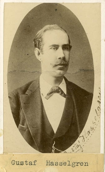 Text på kortets baksida: "Gustaf Hasselgren".