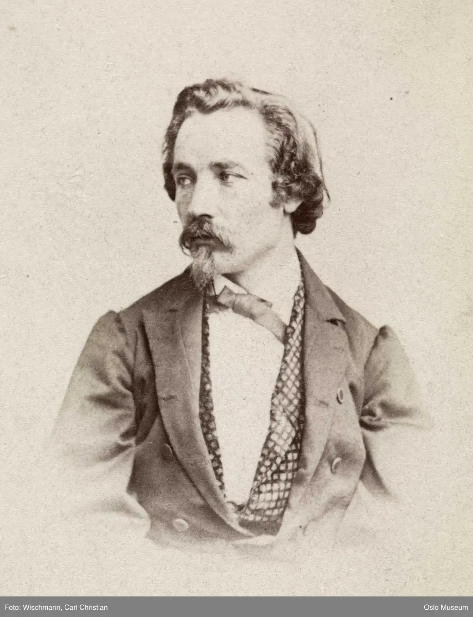 portrett, mann, billedkunstner, billedhugger, vignettert brystbilde