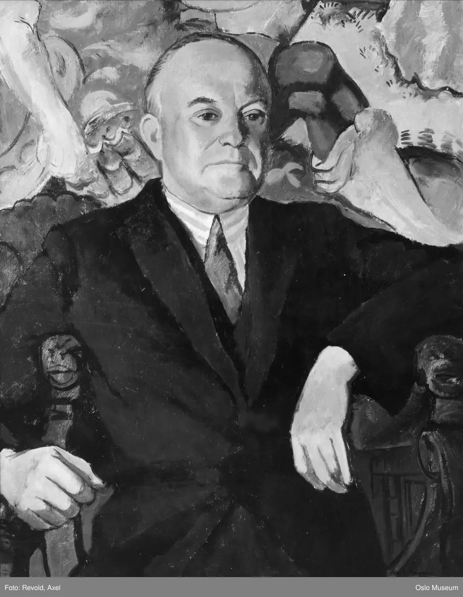 maleri: portrett, mann, riksantikvar, sittende halvfigur