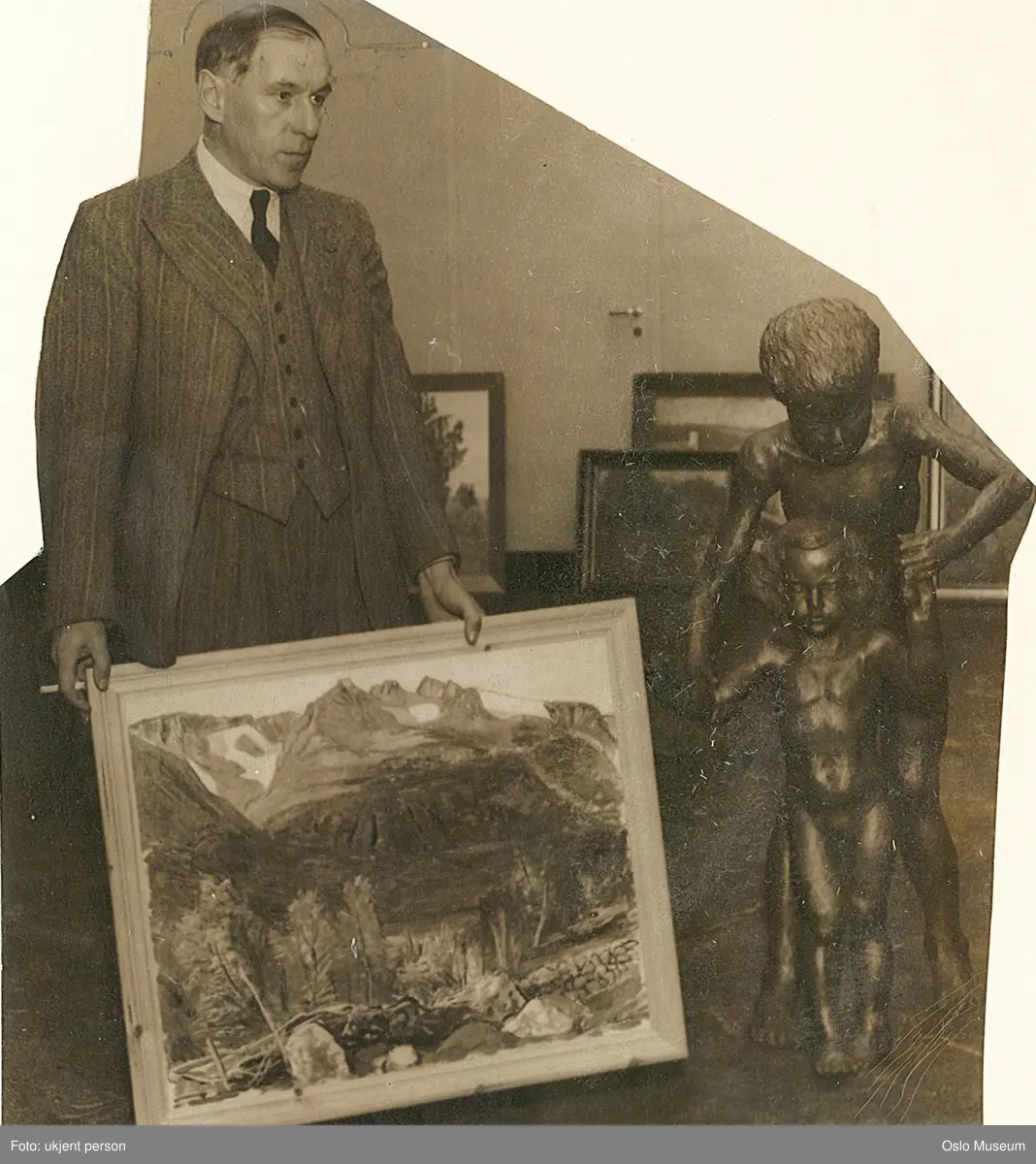 portrett, mann, kunstmaler, stående halvfigur, maleri