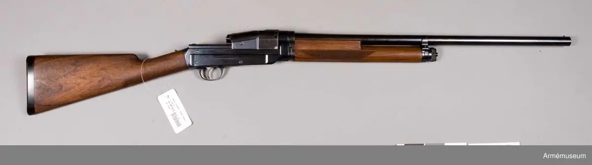 Grupp E IV e.
Automatiskt hagelgevär enligt Sjögrens system. Kaliber 12. Tillverkningsnummer 319 (4038 mekanism).
Pipan märkt: S med en "  krona"  cyl 319.Patent.