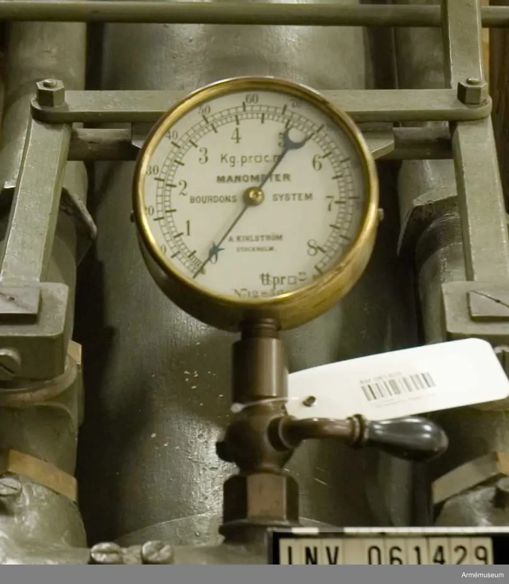 Grupp F I.
Manometer till lufttorpedkanon av Unges uppfinning, patent 1893.