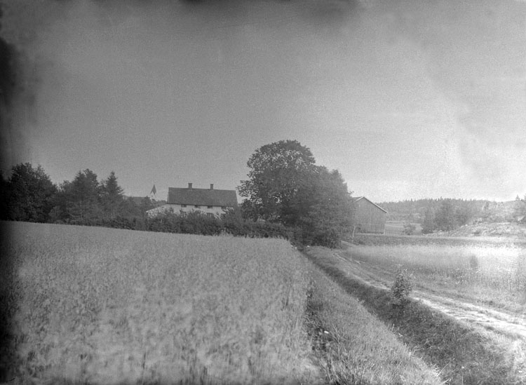 Enligt senare noteringar: "Holmen, Lane-Ryr, taget med kyrkan i bakgrunden. 25/7 1915."