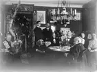 Hos doktor Ernst och Nina Westerlund, Kyrkogatan 29, Enköping, troligen julen 1911. Fr.v.: Nina Westerlund, Ernst Selmer, Ernst Westerlund, Marius Selmer, troligen Götilda Flodérus, troligen stadsläkare Thore Flodérus, Matilda Flodérus, Matilda Selmer, okänd - ev. Dorotea Tolstoy.