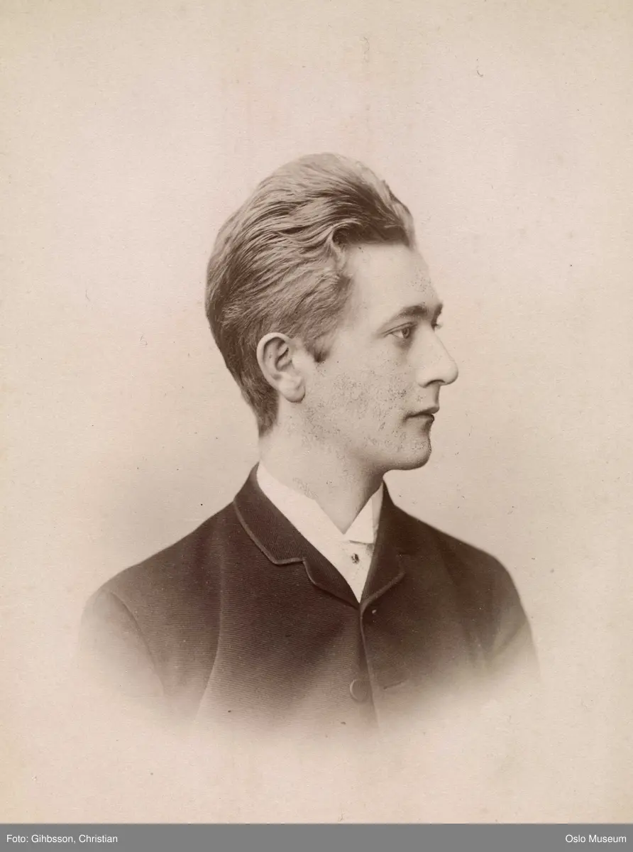 portrett, mann, pianist, vignettert brystbilde, profil