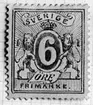 Frimärksförlaga till frimärket Ringtyp 1872 -  . Valör 6 öre.