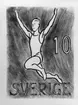 Ej realiserade förslag till frimärke Riksidrottsförbundet 50 år, utgivet 27/5 1953. Svenska gymnastik- och idrottsföreningars
riksförbund bildades 1903. Konstnär: Georg Lagerstedt.
Valör 10 öre.