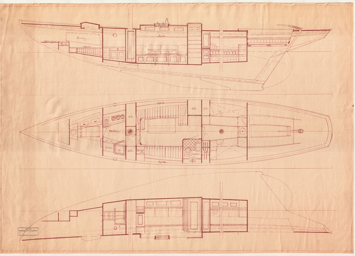 Inredningsritning i profil och plan