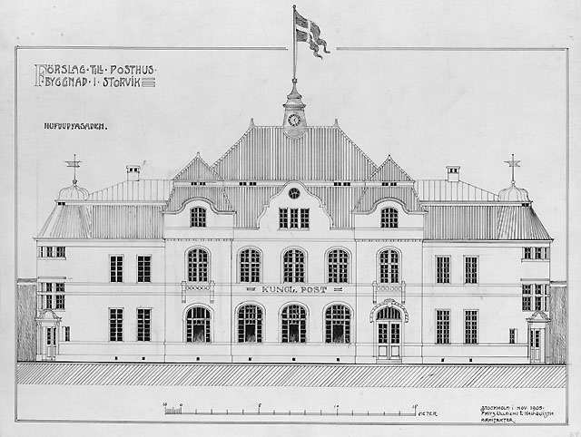 Ritningen är undertecknad: Stockholm i november 1905. Fritz Ullrich
o E Hallqvist, Arkitekter.