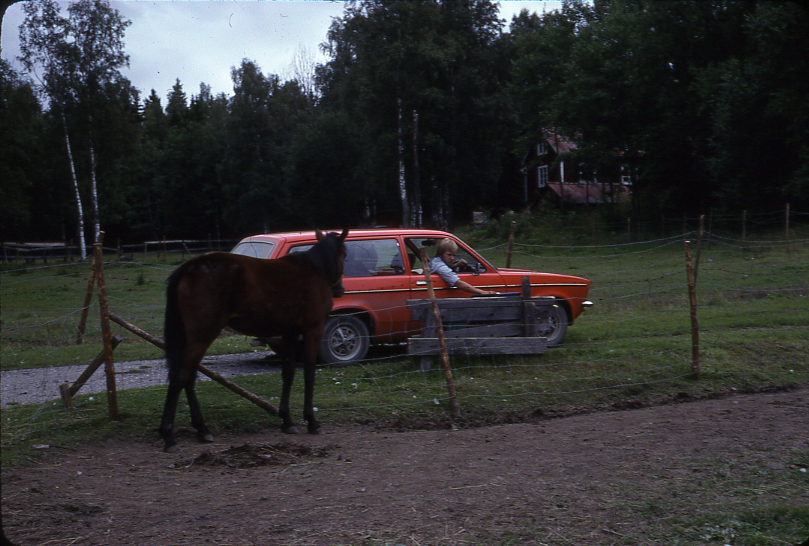 Lantbrevbärare Mikael Mattsson har kommit till Rockelsta Kvarn. Från bilen delar han ut post i ett par postlådor.