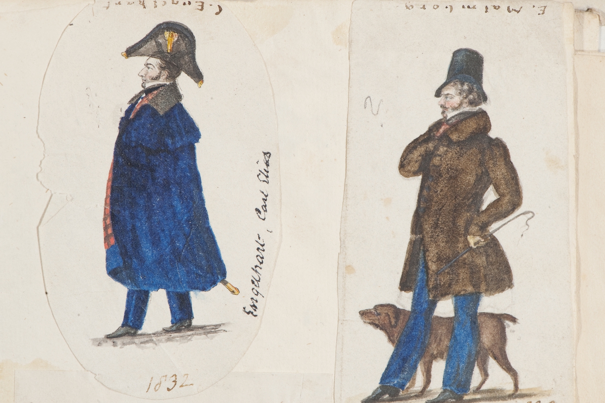 Carl Elias Engelhart samt man med hund, E. Palmqvist. (Detalj sida 12)