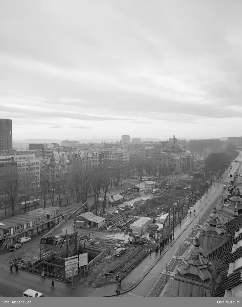 utsikt, park, anleggsarbeid, tunnelbygging, forretningsgårder, Nationaltheatret