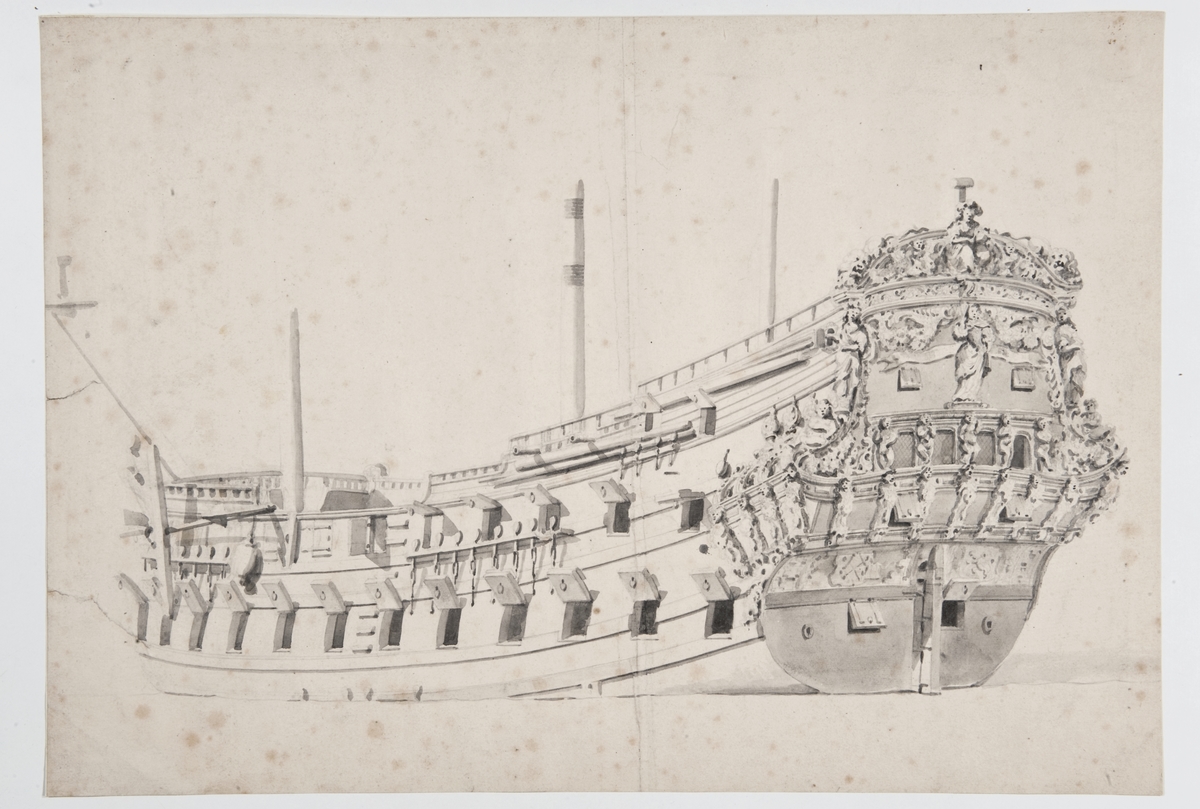 "Galleri och akterspegel" av van de Velde d.ä. 1667.