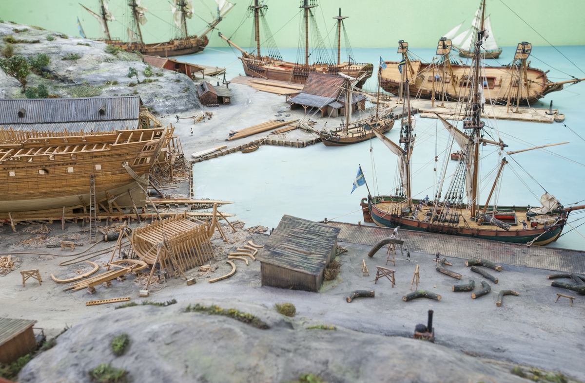 Modell av Södra varvet i Stockholm efter karta daterad 1781.