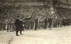 Vykort över avtäckningen av Erik Dahlbergs statyn 6 februari 1915