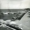 Hamnen sedd från sjöfartsmuseets bryggtak. Inre delen med brygga för småbåtar. Foto N Nilsson juni 1962.
Skåne, Malmöhus län, Jonstorps socken, Svanshall.