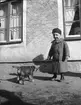 Ivar Liljefors med hunden Finn, Svartbäcksgatan 37, kvarteret Edda, Svartbäcken, Uppsala 1900 - 1901