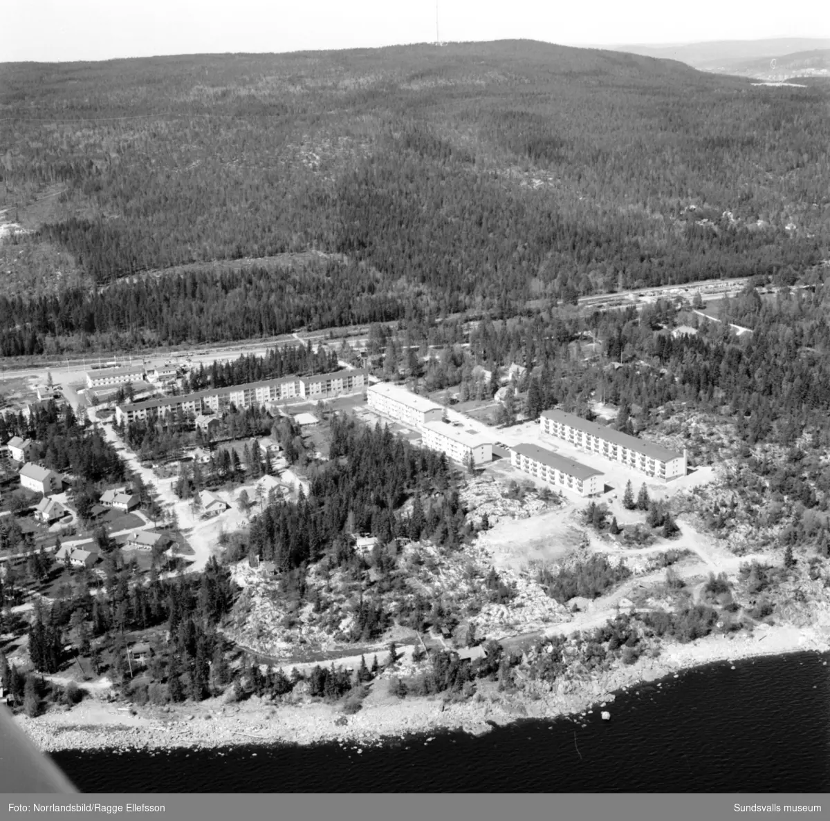 Flygfoton över det nya bostadsområdet i Bredsand.