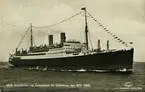 M/S Gripsgholm vid ankomsten till Göteborg den 8/11 1925. Äkta fotografi. A.-B. Göteborg, Konstförlag.