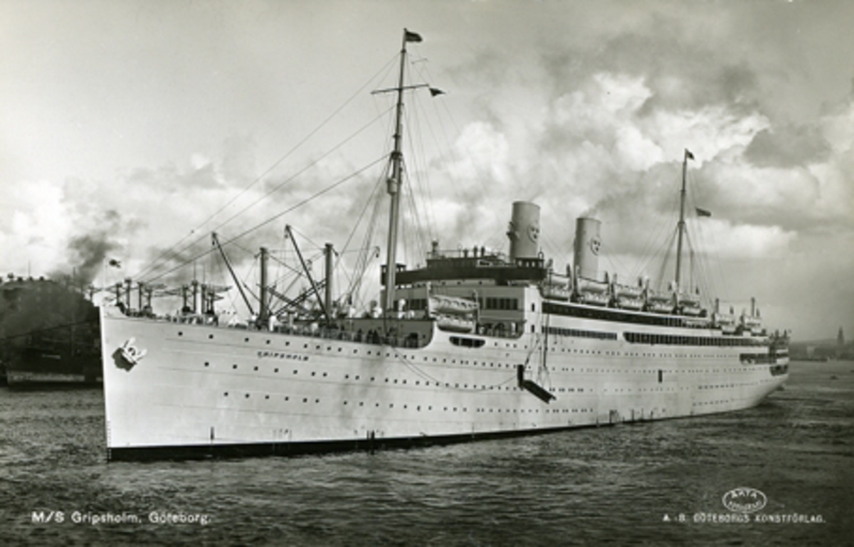 M/S Gripsholm. Göteborg. A-B Göteborgs Konstförlag. Äkta fotografi. No. 20