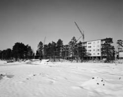 Bostadsområde
Exteriör, nästan färdiga flerbostadshus i fond