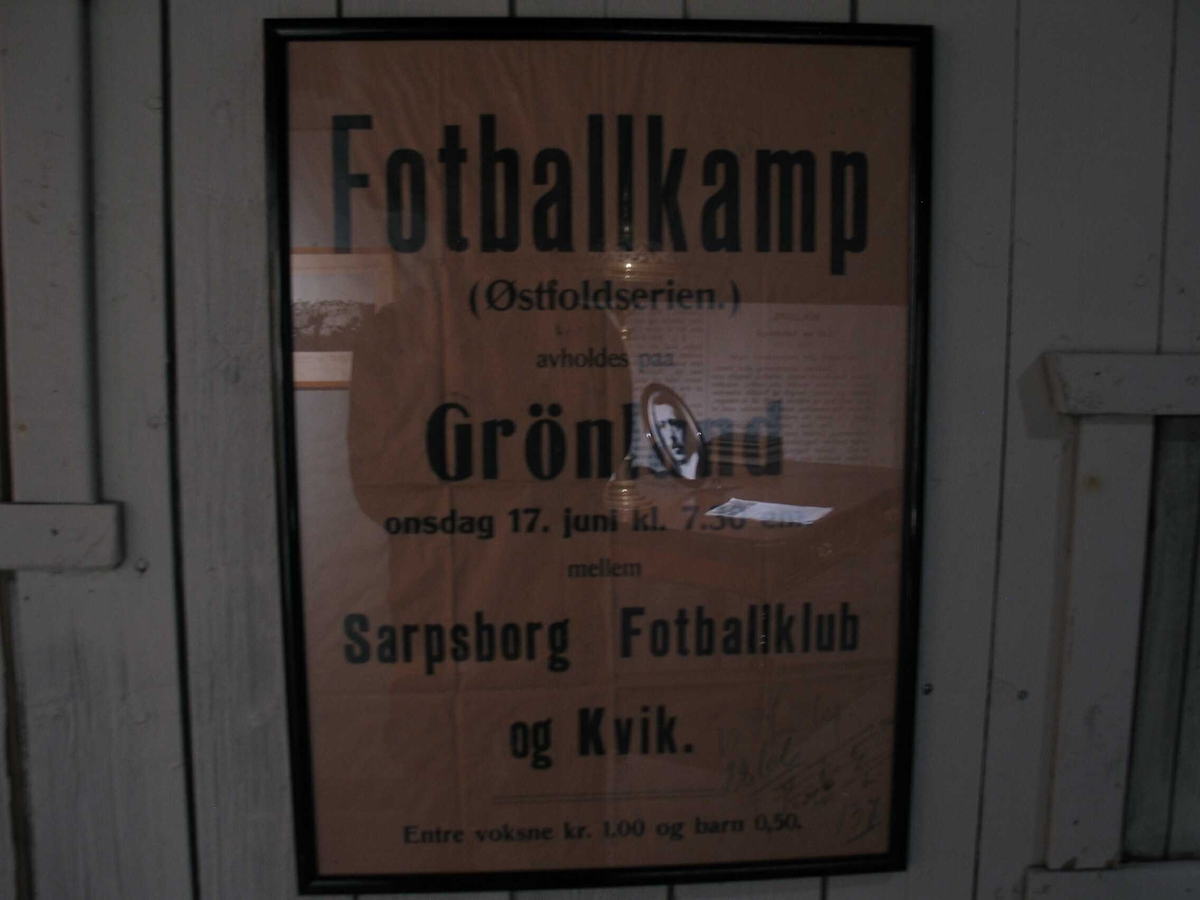 Innrammet annonse, fotballkamp mellom SFK og Kvikk, 1922.
