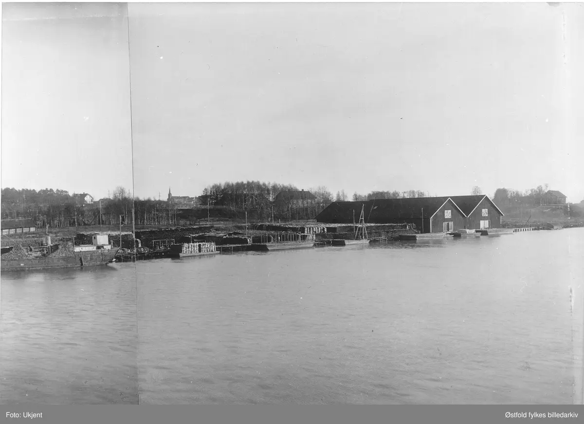 panorama, oversiktsbilde, Torp bruk, elva, papirfabrikk, teglverk, sagbruk,