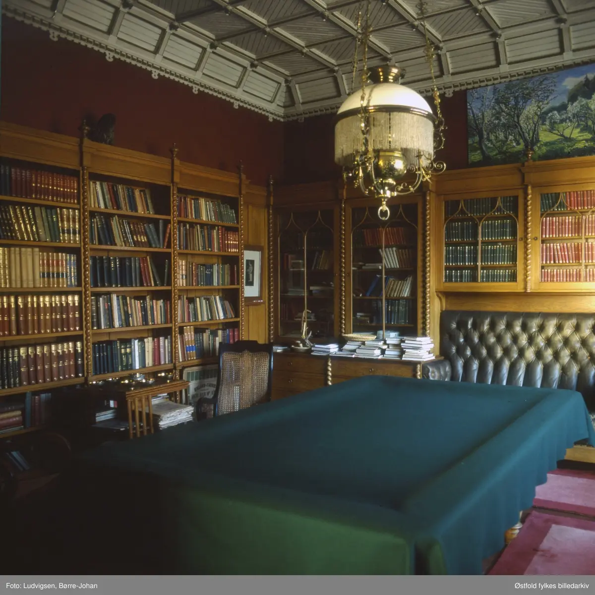 Villa Ekheim, interiør, biljardbord, bibliotek,