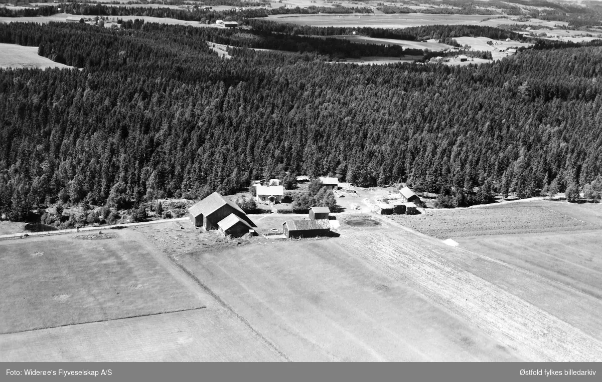 Gården Knoll i Eidsberg, flyfoto  29. juli 1951.