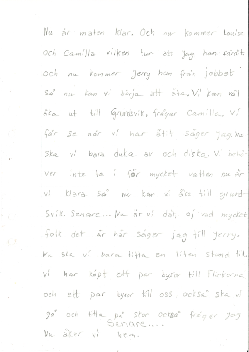 Uppsats om en framtidsversion om år 2000 skriven 1979.

Framsidan är ett orange papper med en teckning med en soluppgång bakom ett berg. Titeln är "Tävlingsbidrag till Älvsborgsposten om framtiden och vår miljö". Titeln är omringad av röda blommor.

Ingår i en samling innehållande 98 st Uppsatser. 103 st Teckningar gjorda av skolbarn, från norra länsdelen.

Från en tävling. ''Framtiden och vår miljö'', annordnad av Älvsborgs-posten i samarbete med Älvsborgs Länsmuseum. Utställning. 19 Dec. 1979.