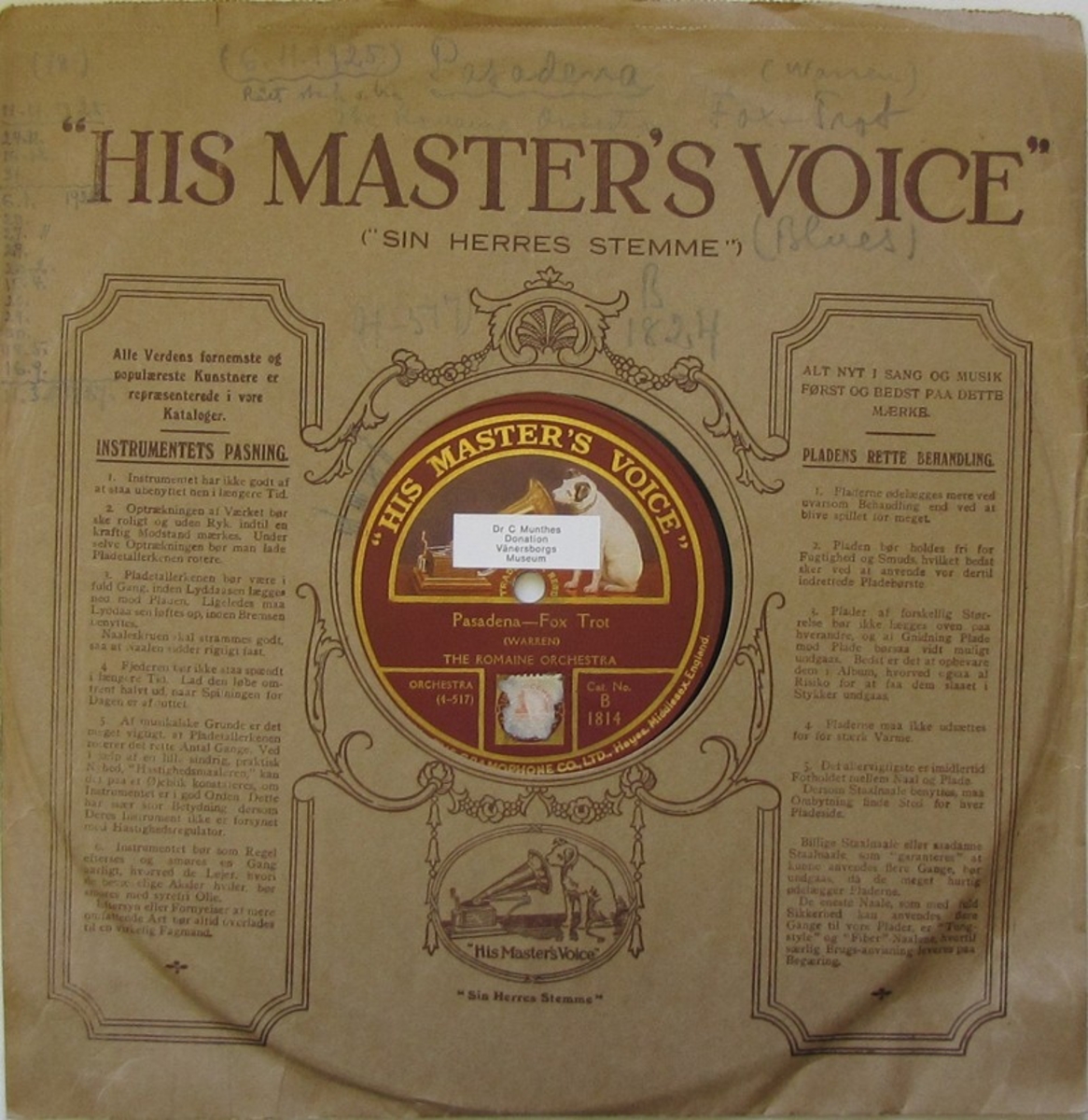 Vinylskiva av märket His Master's Voice