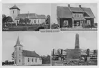 Gestad, Vykort. Vyer från Gestad. Kyrkan, Timmerviks kyrka, Prästgården, Monument.