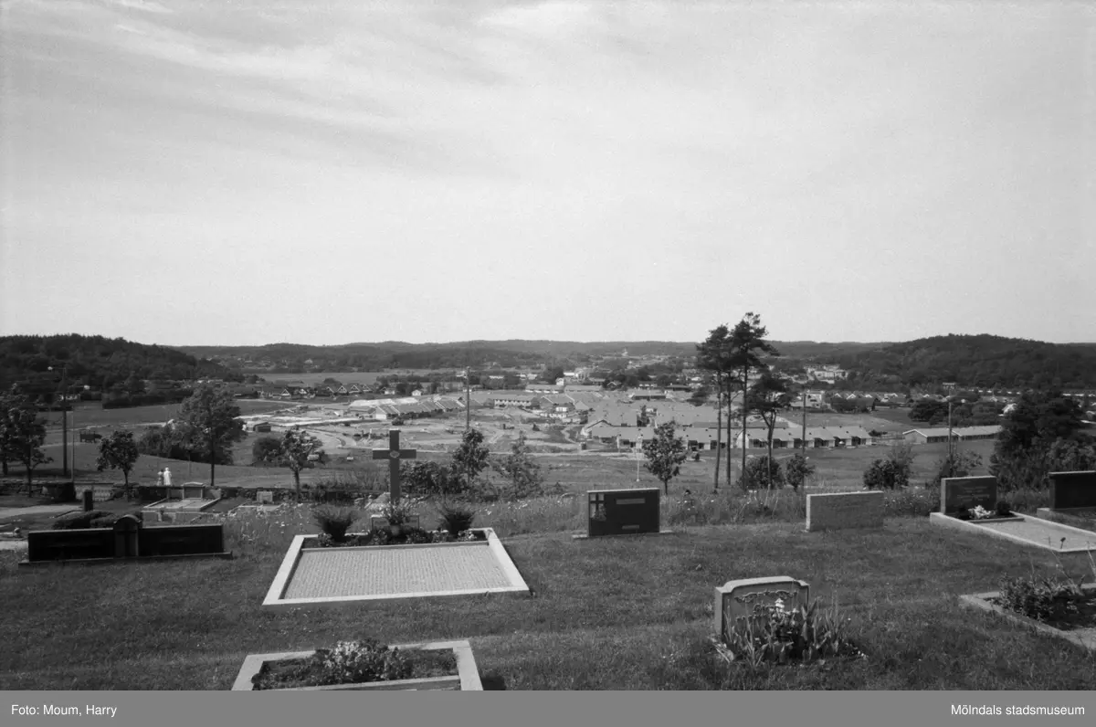 Konfirmander 50-årsjubilerar vid Lindome kyrka, år 1984. Vy från kyrkan mot Kyrkängen.

För mer information om bilden se under tilläggsinformation.